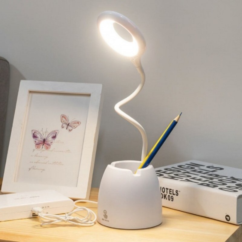 2-in-1 Pen Holder LED Desk Lamp, Touch Control Eye-Caring Ring Light with USB Charging & Multi-Color Temperature for Home Office12.10