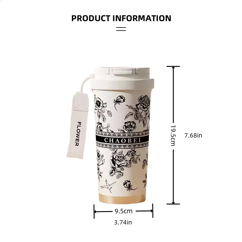 500ml 316 Stainless Steel Woman Flower Coffee Mug Vacuum Flask Straw and Directly Drinking Insulated Tumbler Thermal Cup Gift 251208 W260226