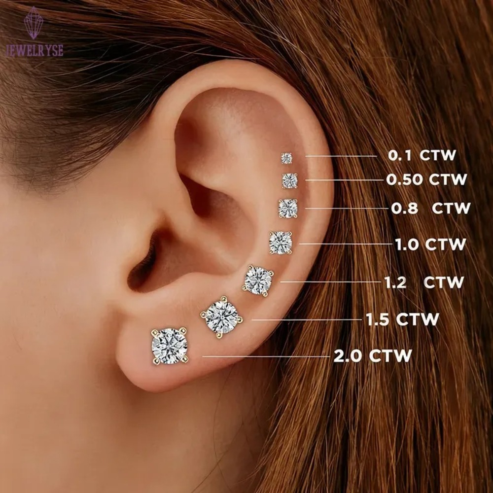 Pass Diamond Tester Vvs1 D Color Moissanite Earrings Designer For Women Solid 925 Sterling Silver 4 Prong Stud Earrings Gold Plated Screw Back Mens Je