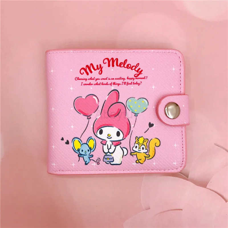 Sanrio Cute Kuromi Hello Kitty Wallet Folding Button Card Bag Cartoon Anime Peripheral Printed Waterproof Versatile Practical Wallet H251211