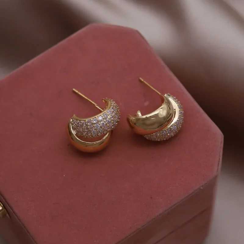 French new design fashion jewelry 18K gold plated cross-zircon earrings elegant wens daily work accories Y251210