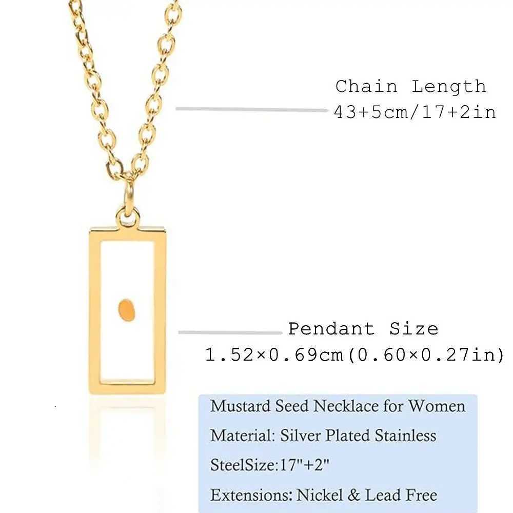 Christian Gift Mustard Seed Necklace Silver Color Gold Color Pendant Necklace Rectangular Shape Stainless Steel Chain Necklace M251211