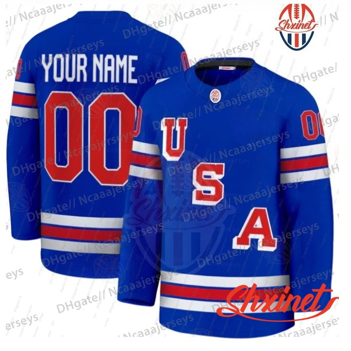 Personalized Custom Team Name USA 2026 Olympicss Hockey Jerseys Matthew Tkachuk Matthew Jake Guentzel Brady Tkachuk Jack Hughes Adam Fox Hellebuyck Qu