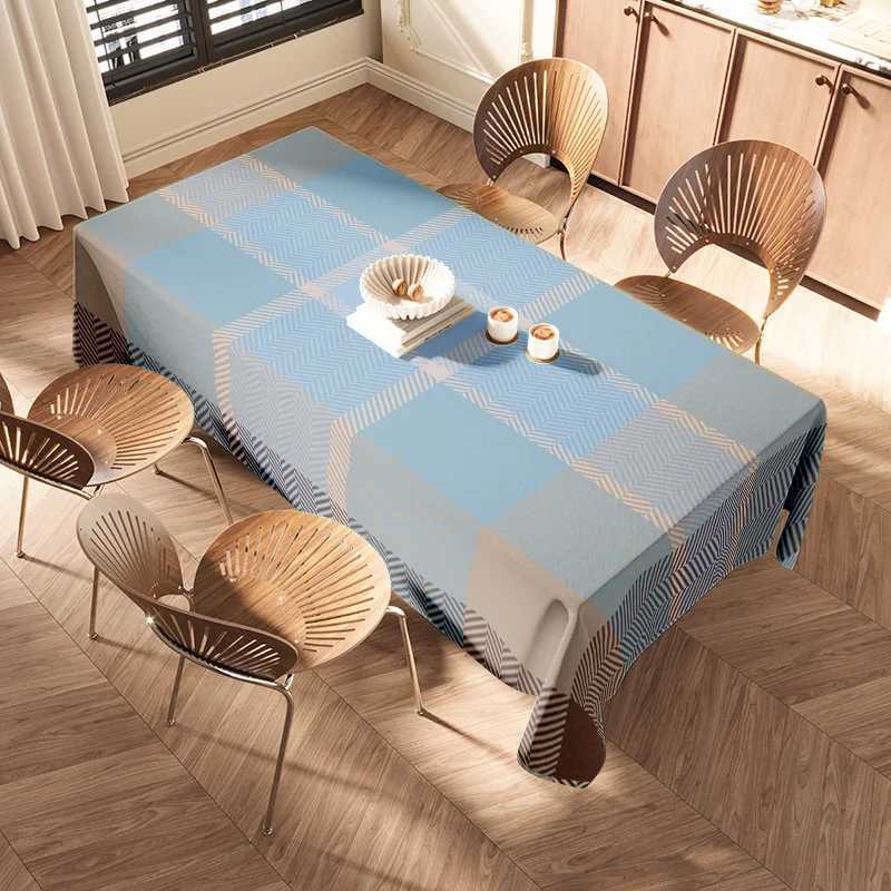 Modern Home Decor Tablecloth ic Blue Plaid Dining Room Linen Cover for Kitchen Living Room Decoration 60x120 inches L H251211