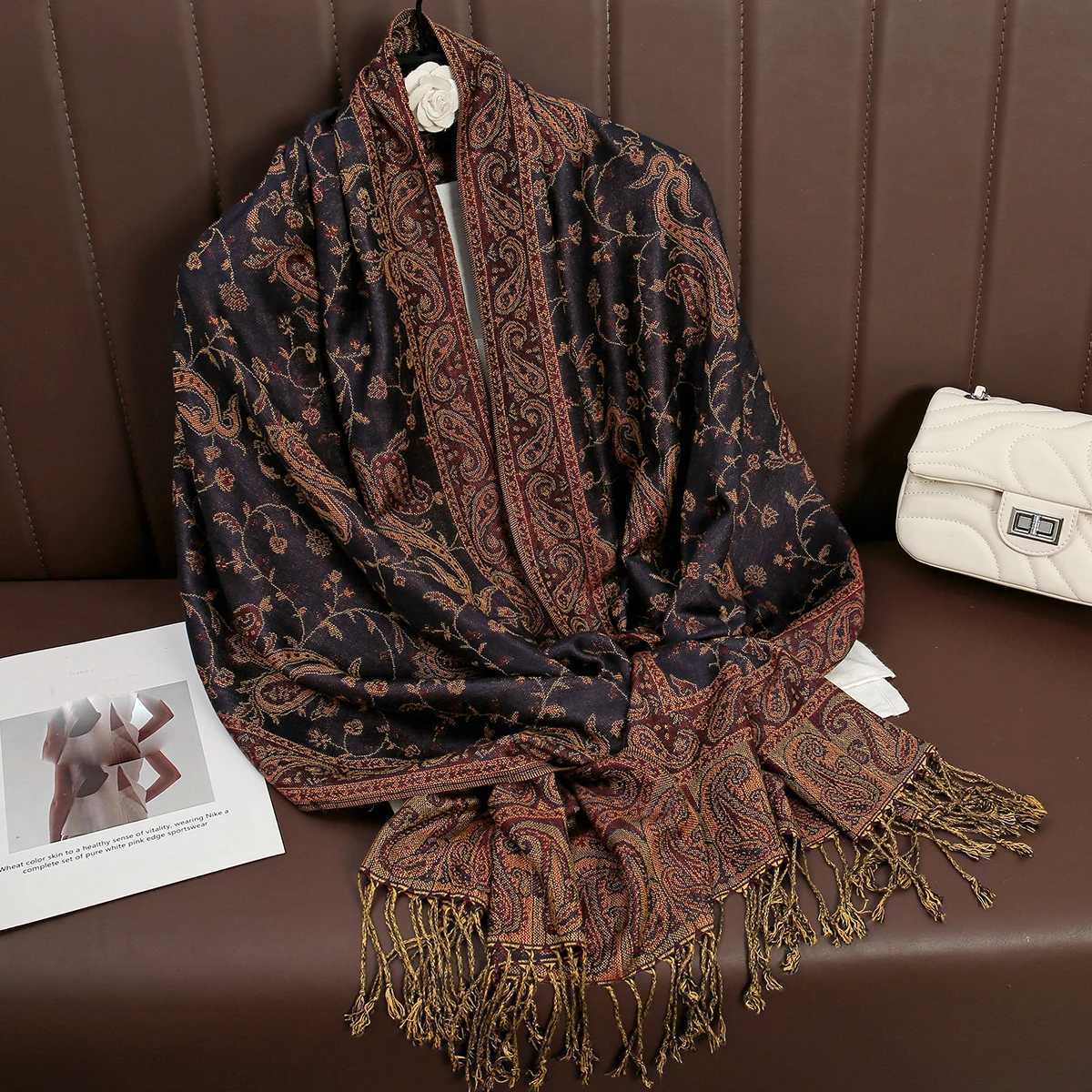 Luxury Brand Autumn Cashmere Pashmina Shawl Lady Wrap Warm Winter Scarves Design Print Female Foulard Cotton Stoles Scarf 2023 Y251211