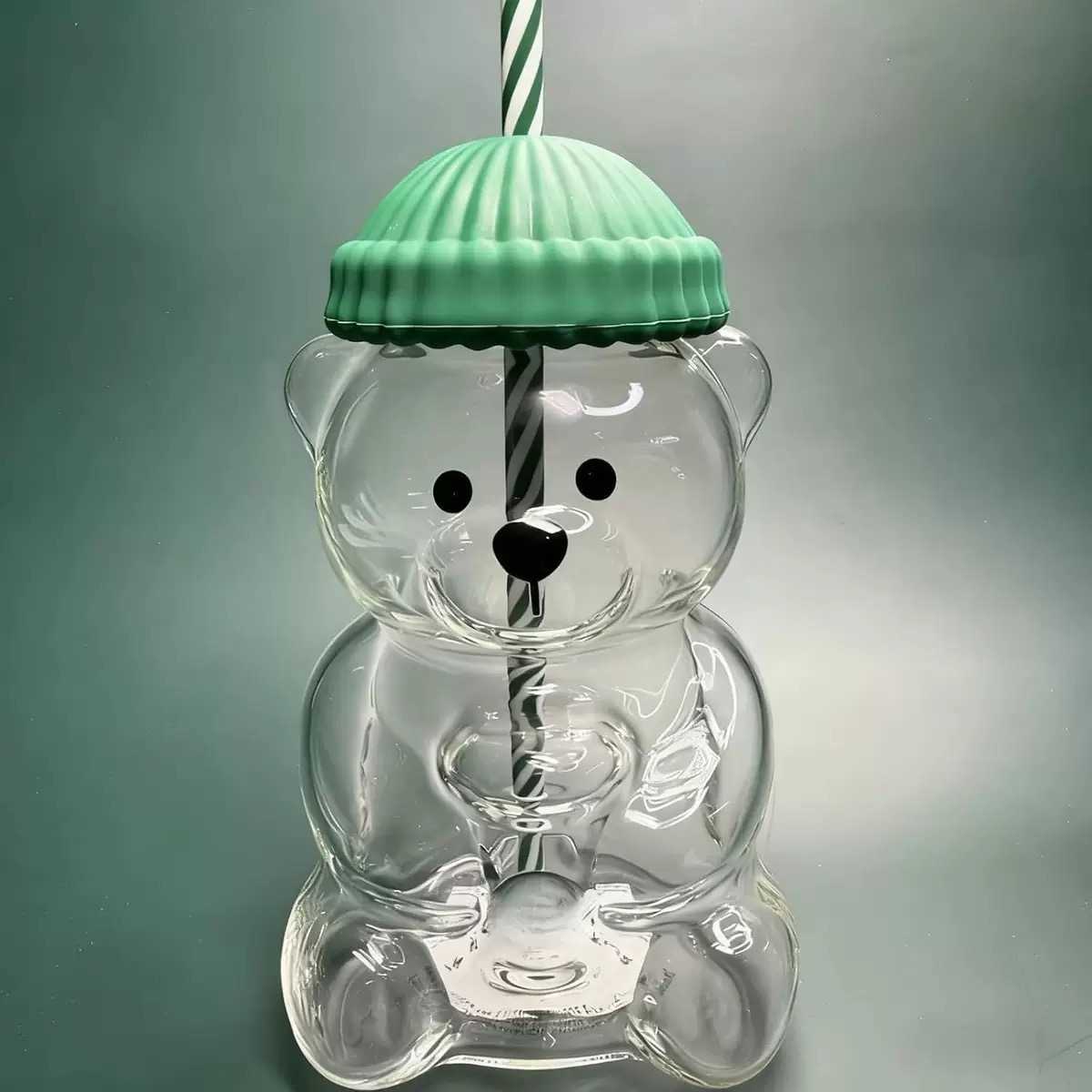 Bearista Glass Straw Cup Teddy Bear Cup with Glass Straw Cartoon Bear Glass Mug Steal Your Heart L251127