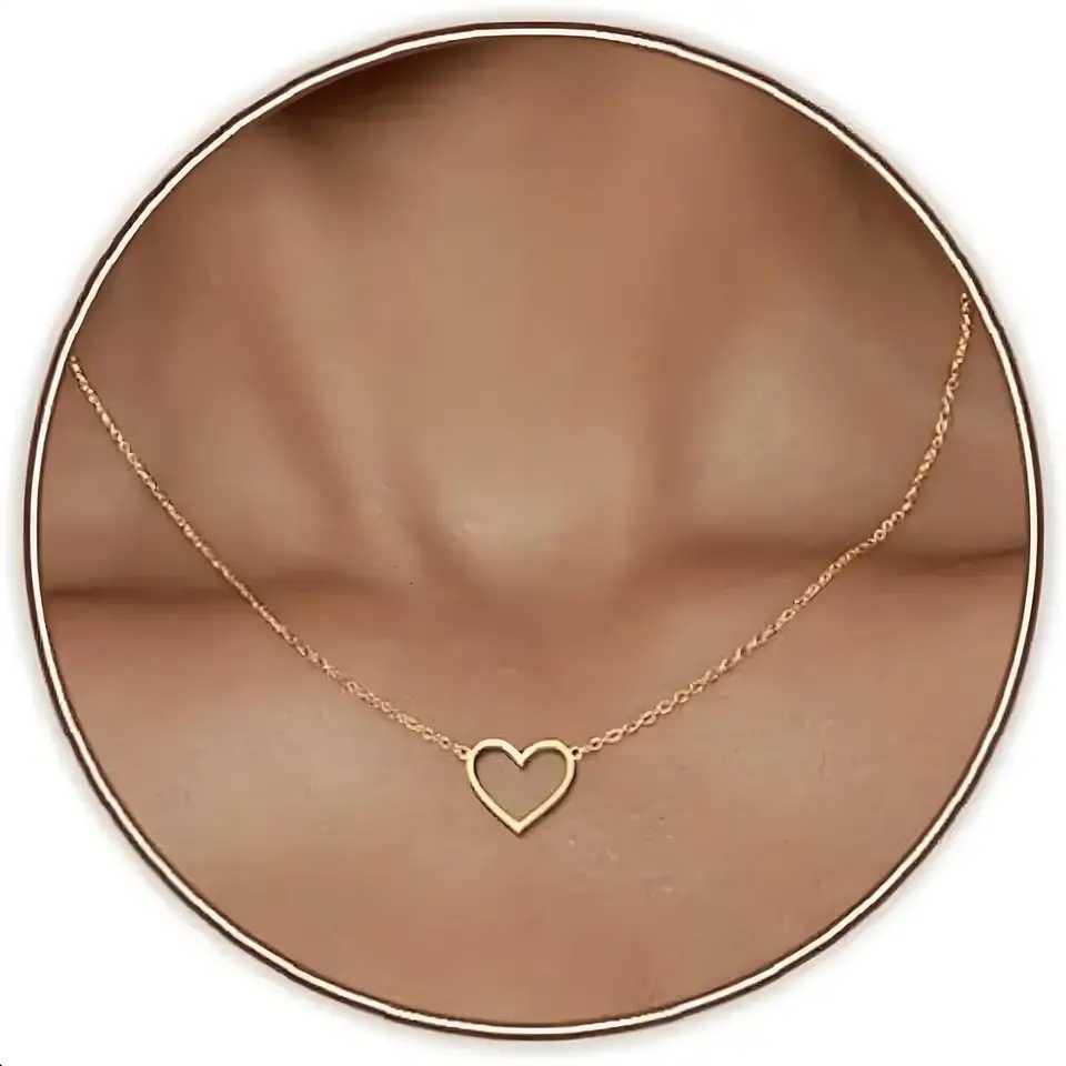 Gold - Plated Stainless Steel Hollow Heart Necklace Coquette Style Accessory for Women Ideal for Daily Wear Parties M251211