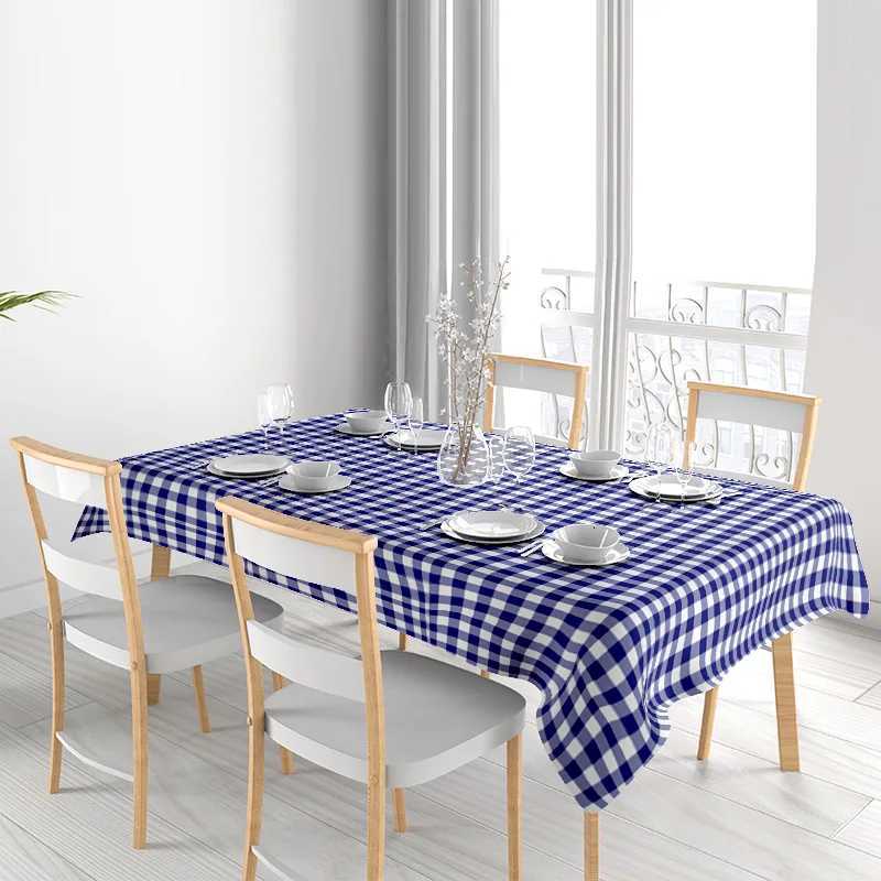 ic Checkered Tablecloth - Premium Quty Blue Gingham Fabric for Dining Room Decorations Reversible Plaid Cover All Sizes H251211