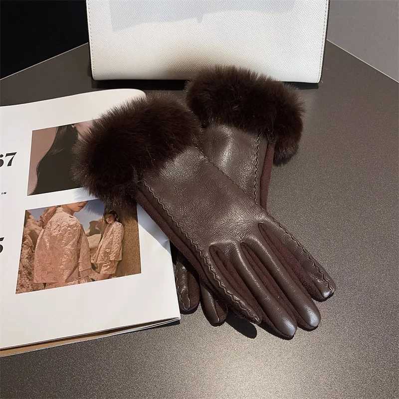Luxury PU Leather Gloves for Women Winter Warm with Soft Faux Fur Trim Thermal Lined Cuff Ideal for Cold Weather Parties Y251211