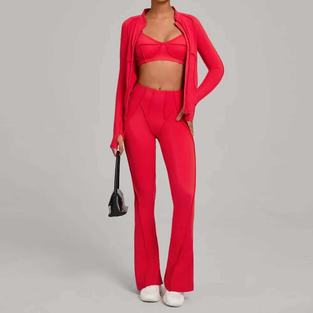 Zipper Coatbraspants Gym Casual Yoga Set for Women Outdoor Running Fitness Outfit Autumn Winter Tight Sports Three-Piece SuitsT251211
