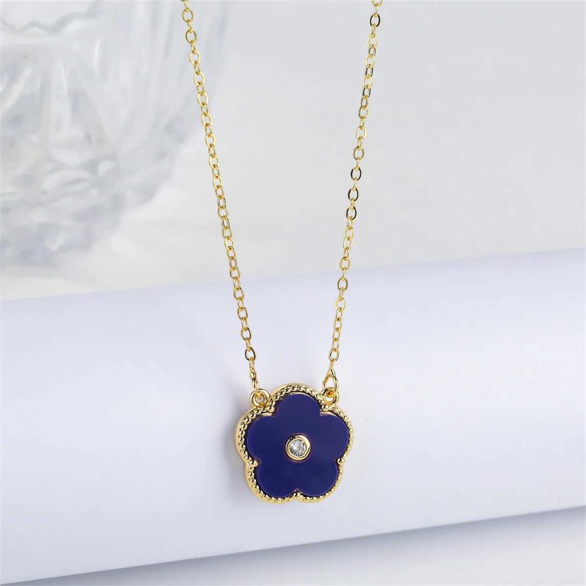 Hotsellingfashion Lucky fiveflower set zirconium womens necklace gift jewelry womens shamrock party M251211