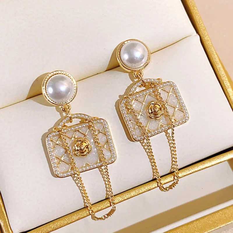 Pearl wer Tote Bag Tassel Earrings for Wen Vintage Fashion Studs Korean Earring Accories Y251210