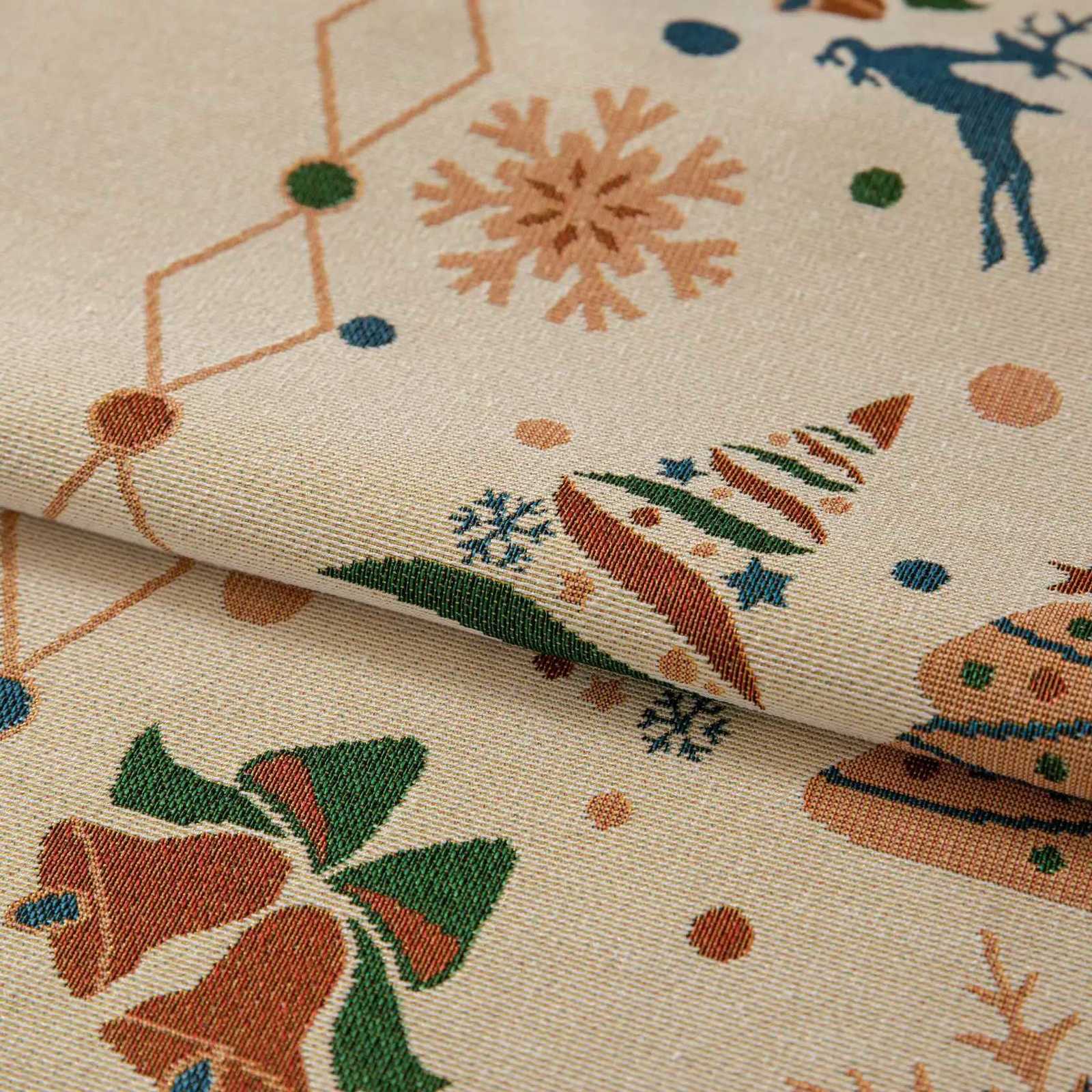 Christmas Bell ElkPattern Tablecloth Rectangle Tassels Dust-proof Cover For Tea Table Wedding Party Dining Room Decor H251211