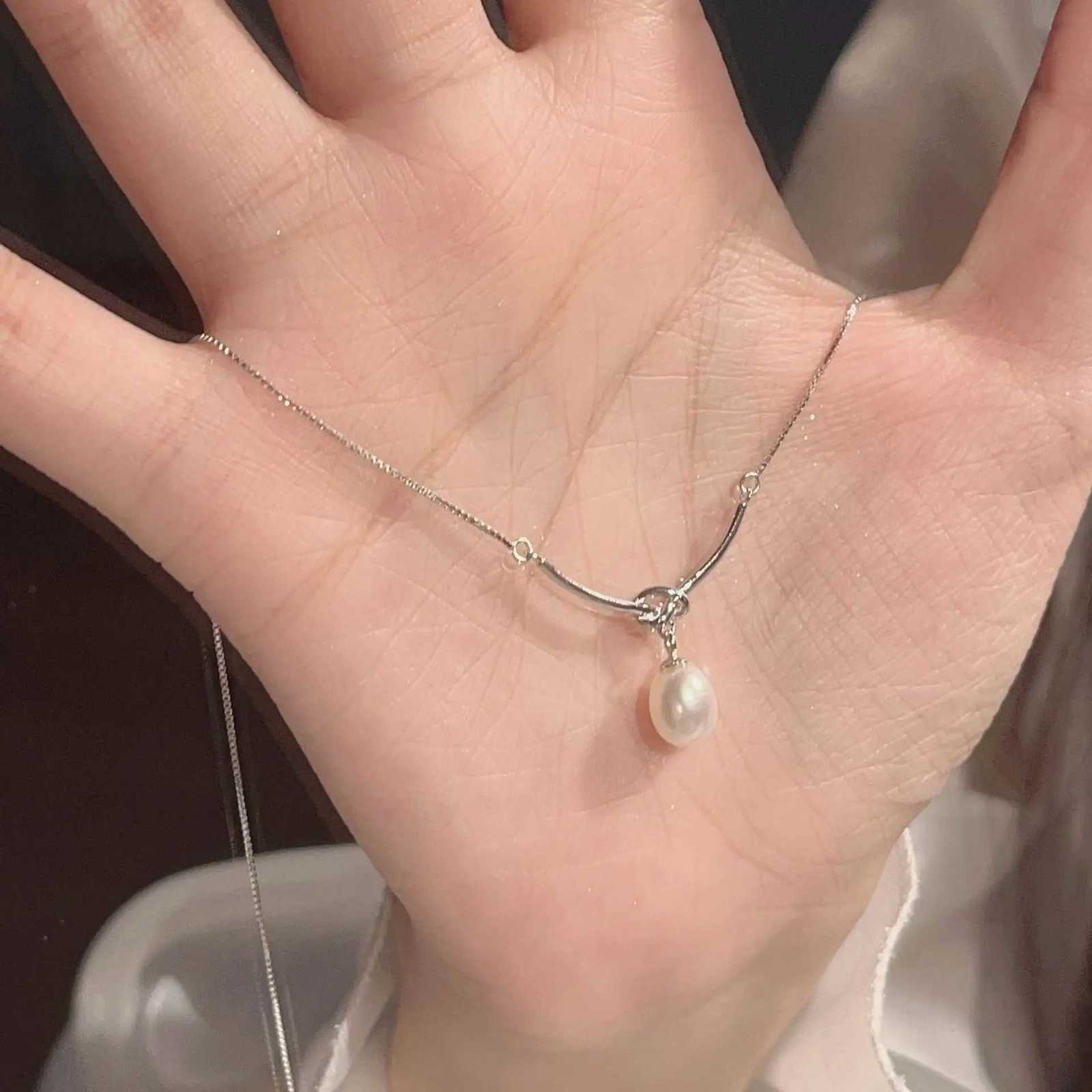Trendy 925 Sterling Silver Pendant Necklace For Women Pearl Knot Pendant Box Chain Engagement Wedding Party Silver Fine Jewelry M251211