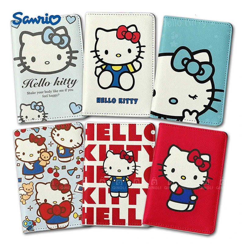 Sanrio New Hello Kitty Passport Holder Girls Travel Passport Wallet Women ID Credit Card Holder Travel Essentials Passport Case H251211