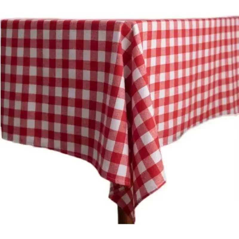 Tablecloth Party Gingham Round Picnic Birthday Cover Table Holiday Christmas Cloth Checkered White Kitchen Dining for 1pc Red H251211