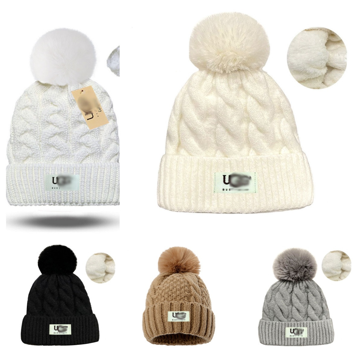 Beanie/Skull Caps Australian Designer Women Winter Beanie Stretchy Comfortable Knit Pom-Pom Woolen Hat Thermal for Outdoor Warmth Skull caps