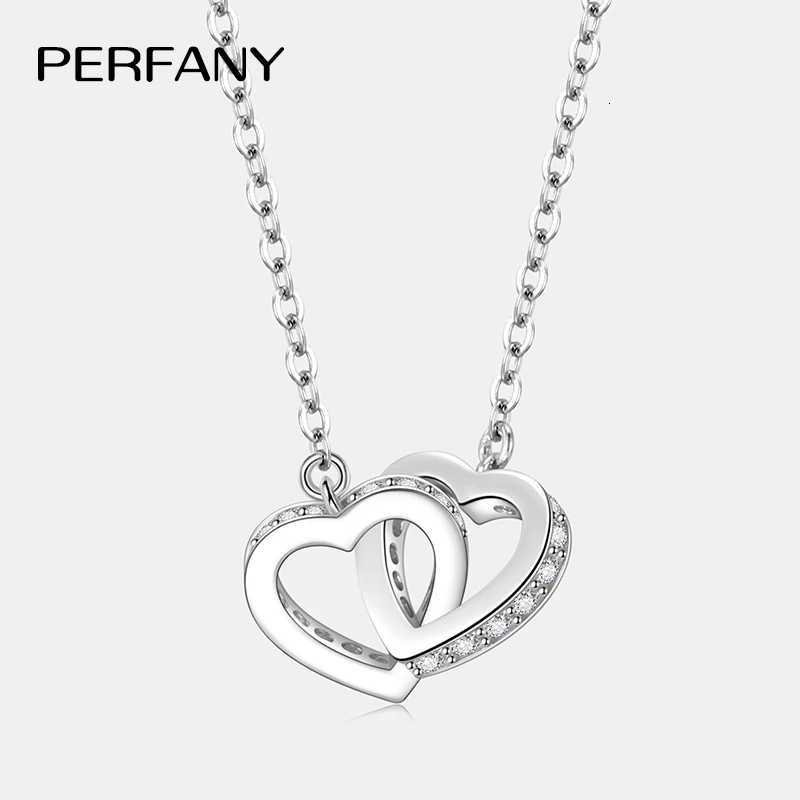 PERFANY All Moissanite Necklace for Women S925 Pure Silver Double Heart Design Laboratory Diamond Pendant Fashion Luxury Jewelry M251211