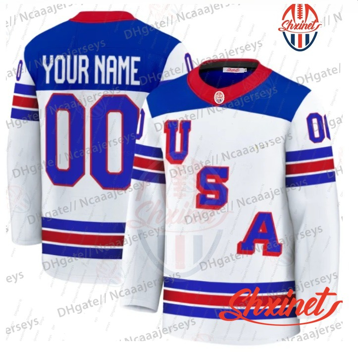 Personalized Custom Team Name USA 2026 Olympicss Hockey Jerseys Matthew Tkachuk Matthew Jake Guentzel Brady Tkachuk Jack Hughes Adam Fox Hellebuyck Qu