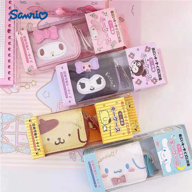 Sanrio Cartoon Key Case Kawaii Hello Kitty Cinnamoroll Melody Kuromi Coin Purse Small Storage Bag Gifts for Kids H251211