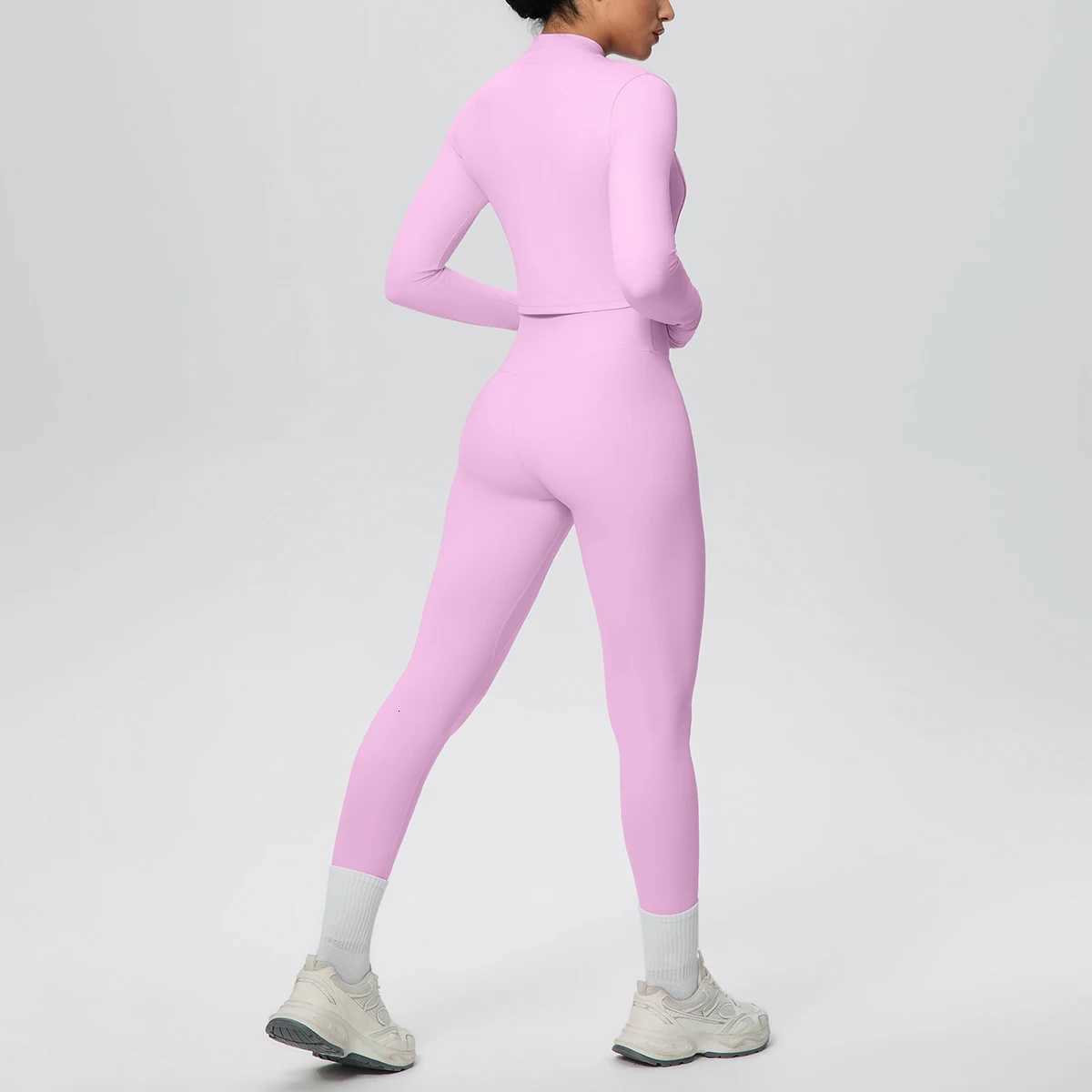 3Pieces Skin-friendly Solid Color Yoga Three Piece Set Zipper Long Sleeves Yoga Workout Top High Stretch Women Leggings Yoga SetT251211