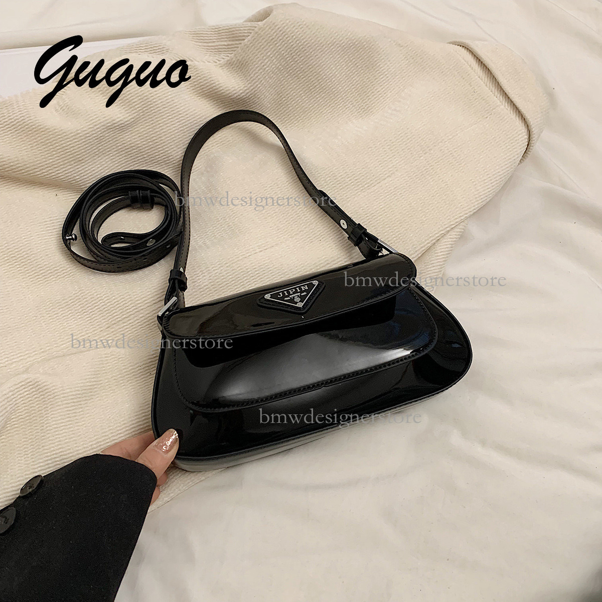 Guguo Designer Luxury Solid Color Glossy Shoulder Bag Exquisite Fashion Women's Mini Handbag Versatile Temperament High-end Trendy Crossbody Bag 