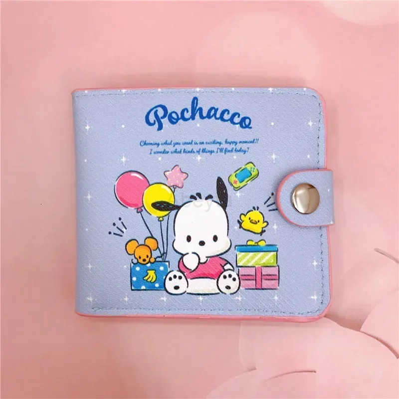Sanrio Short Wallet Hello Kitty Cinnamoroll Melody Kuromi Cute Cartoon Foldable PU Card Case Coin Purse Accessories Girl Gift H251211