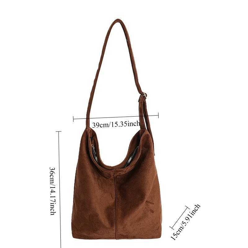 Vintage Suede Texture Simple Crossbody Tote Bag Wen New Korean Style Versatile Shoder Bag High Quality Cmuter Storage Bag Y251211