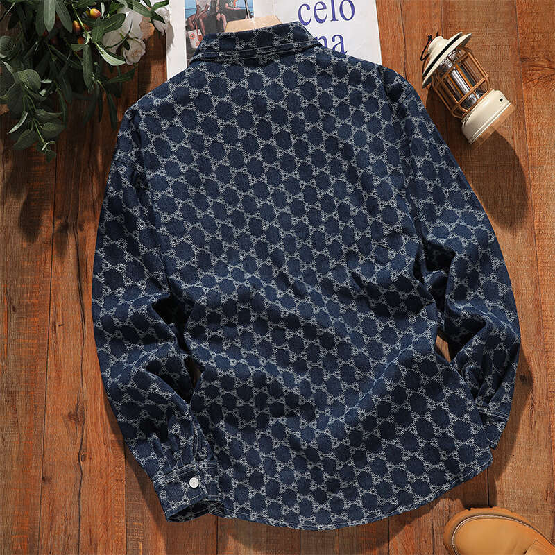 Foreign Trade Cross-Border Fashion Loose Denim Jacket Men's Casual Versatile Stylish Long Sleeve Shirt