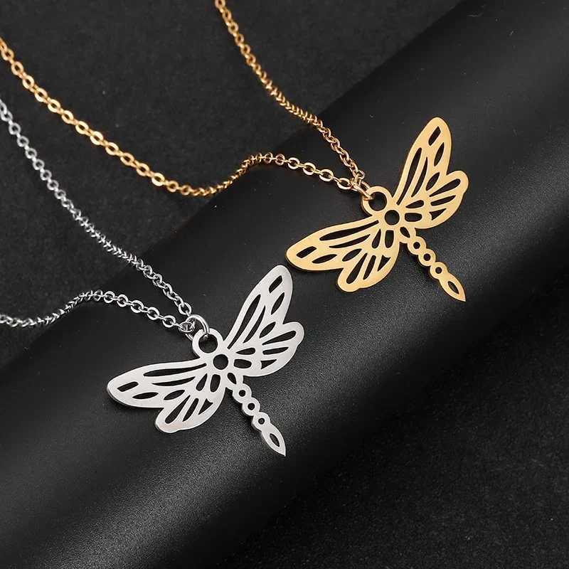 Necklace Stainless Steel Dragonfly Charn Necklace For Women Pendant Stainless Steel Chain Choker Necklaces Party Jewelry Gifts M251211