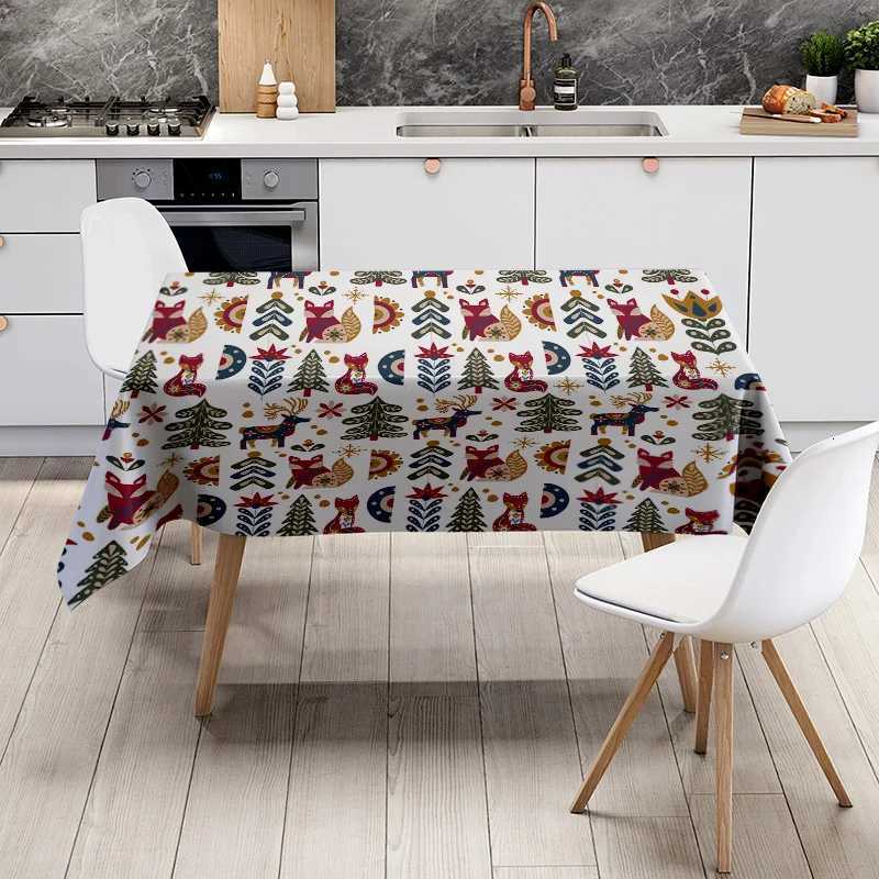 Farmhouse Tablecloth Rustic Floral Deer Pattern Thanksgiving Dining Table Cover Kitchen Decor Holiday Table Runner Modern Aesthe H251211
