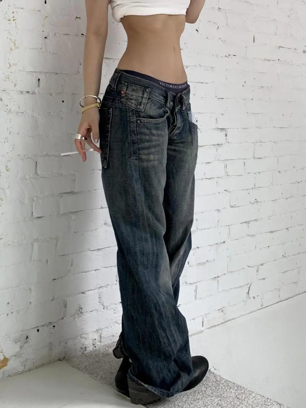 Autumn Womens Blue Y2k Baggy Jeans Harajuku Japanese 2000s Style Denim Trousers American Vintage Jean Pants Trashy Clothes 251210