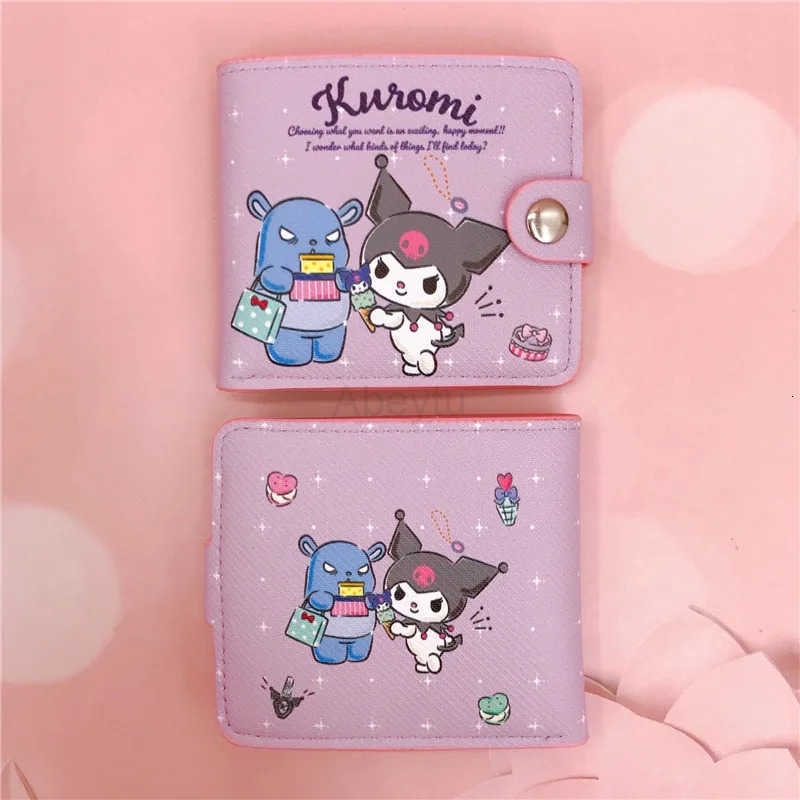 Sanrio Hello Kitty Cinnamoroll My Melody Kuromi New Pu Casual Money Bag Coin Purse Card package Wallet With Buttons H251211