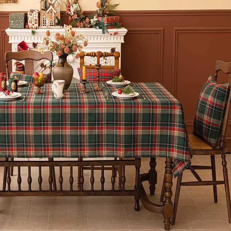 Christmas Decorative Table cloth Red green checkered coffee table tablecloth PolyesterCotton Red Green Table cover for HomeParty H251211