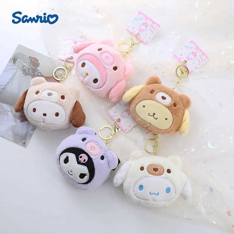 Sanrio Kuromi Plush Keychain Wallet Melody Cinnamoroll Plushies Coin Purse Earphone Organizer Bag Pendant Key Ring Girls Gifts H251211