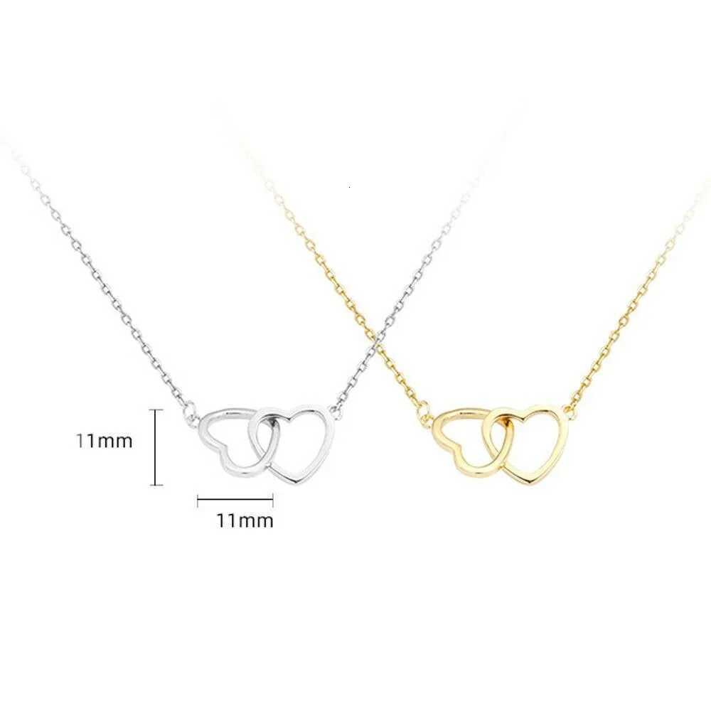 Fashion Alloy Drop Necklace Double Heart Light Weight Clavicle Choker Jewelry Simple Style Pendant Necklace M251211