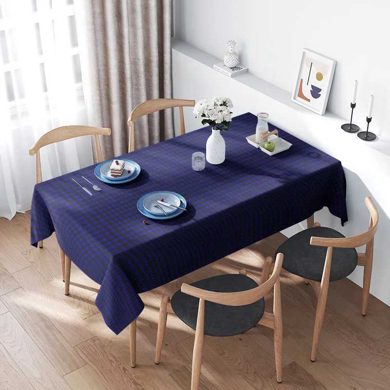 Waterproof tablecloth placemats set farmhouse dining table cover checkered kitchen table decor modern washable fabric luxury tab H251211