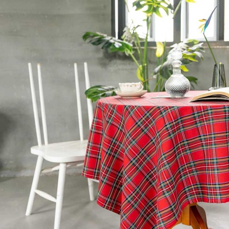 Christmas Plaid Tablecloth Blue and Red Plaid Tablecloth Christmas Party Dinner Washable Tablecloth Home Living Room Decoration H251211
