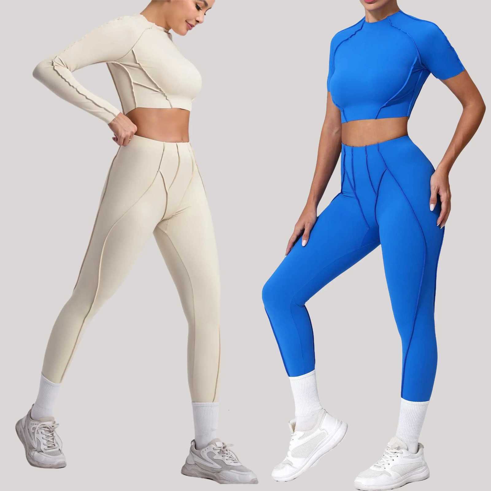 Seamless Yoga Sets Sports Fitness Hip-lifting High Waist Skinny Long-sleeved Suit Running Workout Gym Leggings Sets for WomenT251211