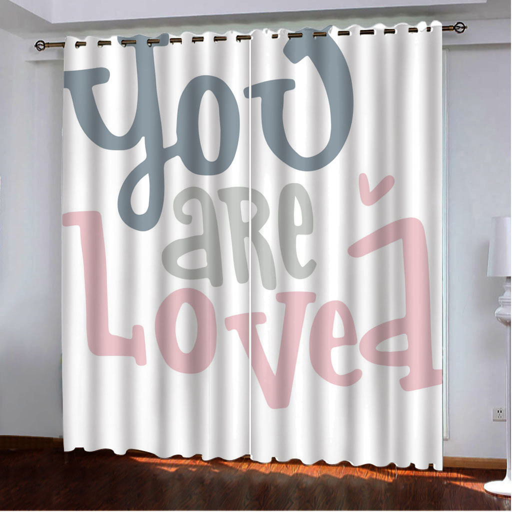 YL-37940 High-Density Blackout Curtain Letter Series, Digital Printing, Custom Patterns, Any Size.