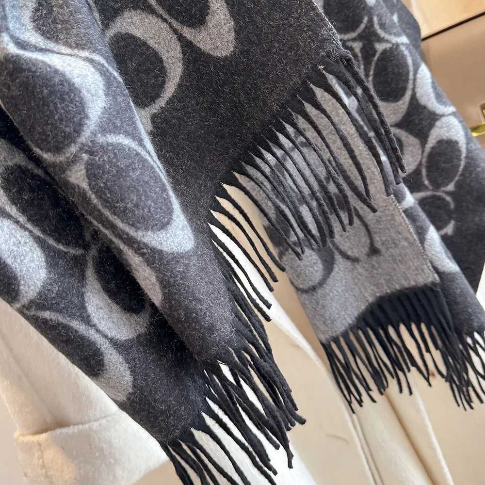 Elegant Letter Soft Wool Faux Cashmere Ski Hiking Scarf Women Winter Warm Long Shawl Cape Double Sides Neckerchief Y251211