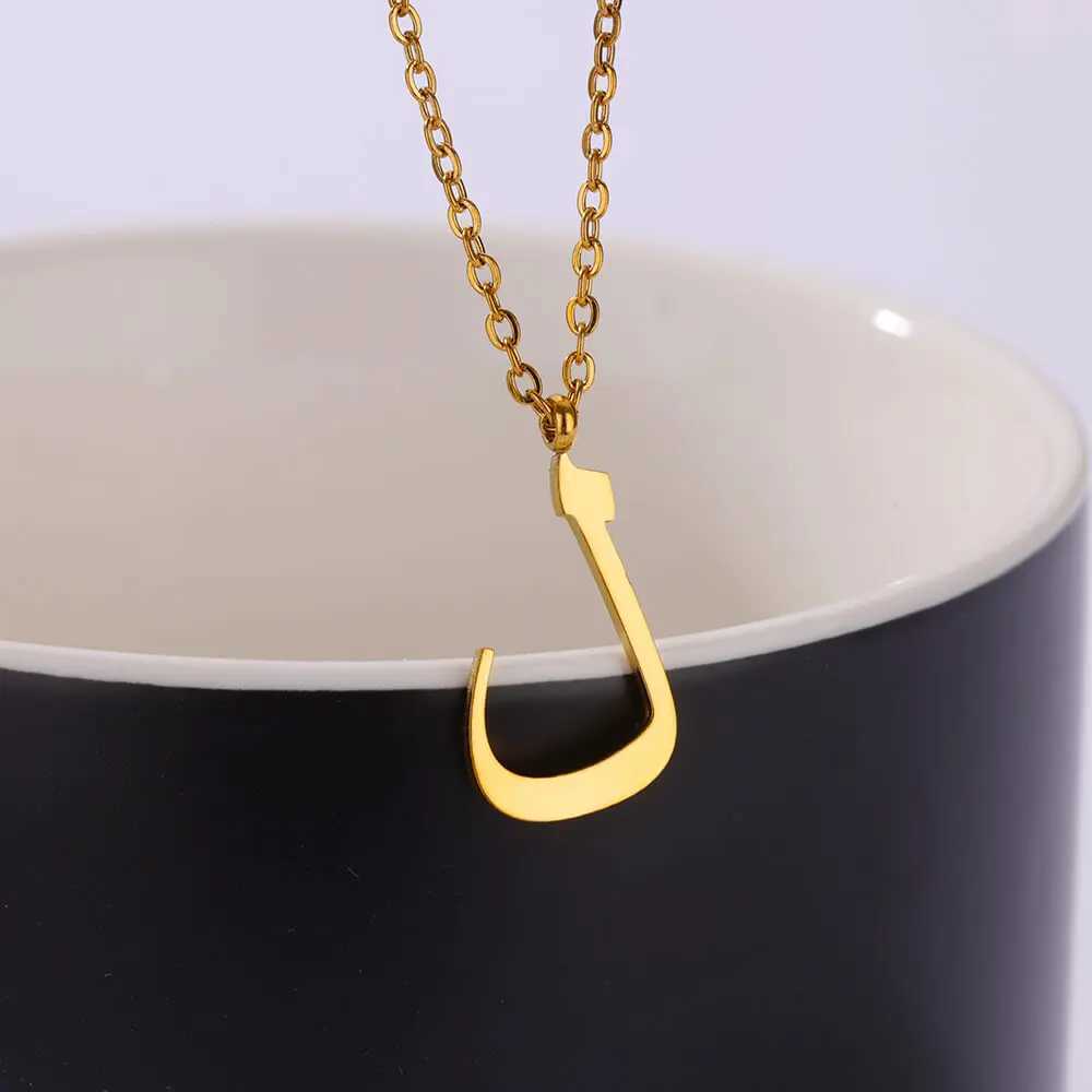 Arabic Alphabet Necklace For Women Fashion Simple Stainless Steel Letter Name Choker Necklace Lucky Amulet Muslim Female Jewelry M251211