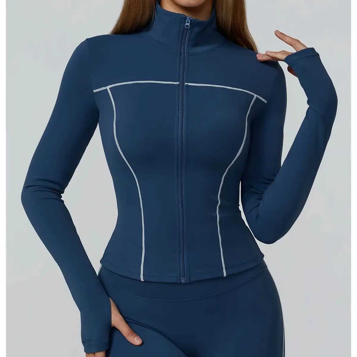 Quick Dry Stand Up Collar Fitness Jacket For Womens Slim-Fit Zipper Yoga Wear Long Sleeve Windproof Outdoor Running Sports TopsT251211
