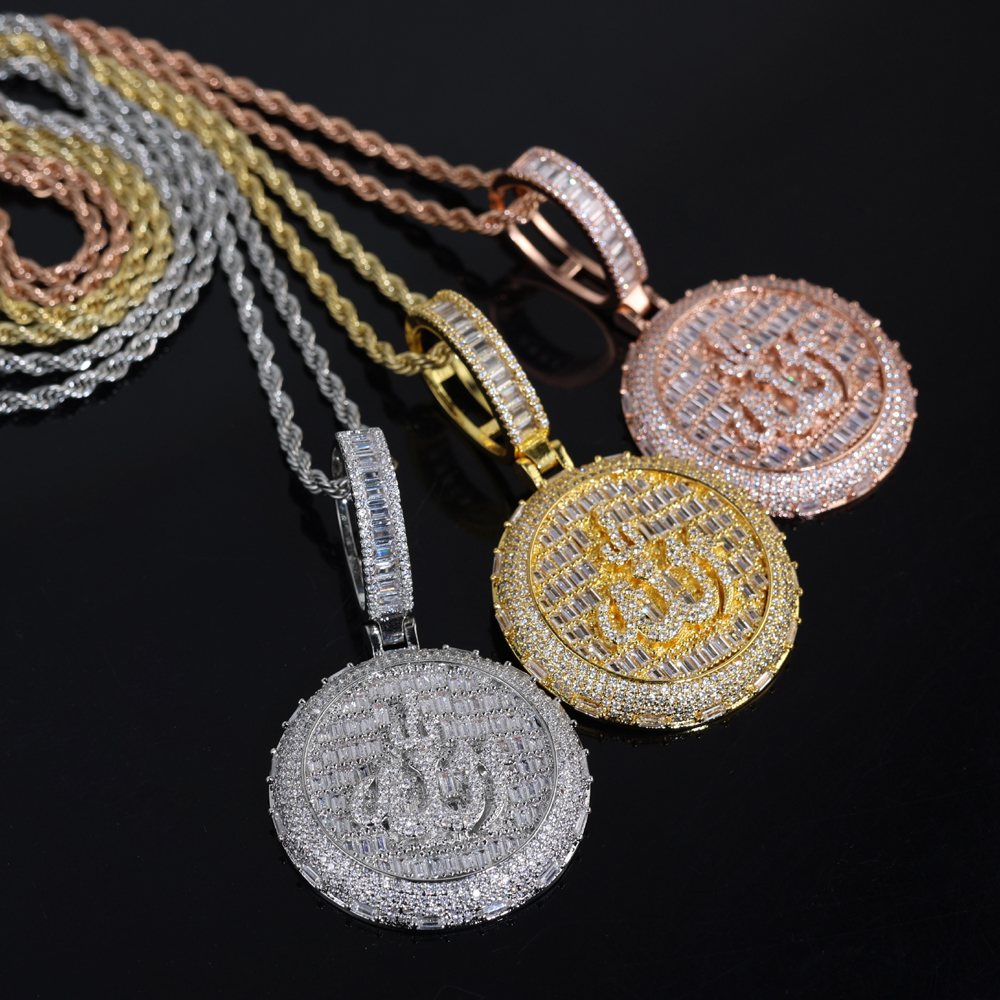 New Iced Out Bling Muslims Allah Pendant Necklace Silver Color Pave Zircon CZ Letter Charm Bling Men Hip Hop Jewelry