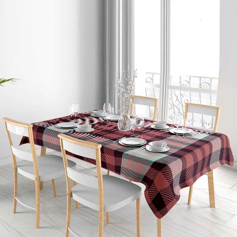 Modern Plaid Printed Tablecloth Home Decoration Waterproof Kitchen Dining Blanket in Multicolor H251211