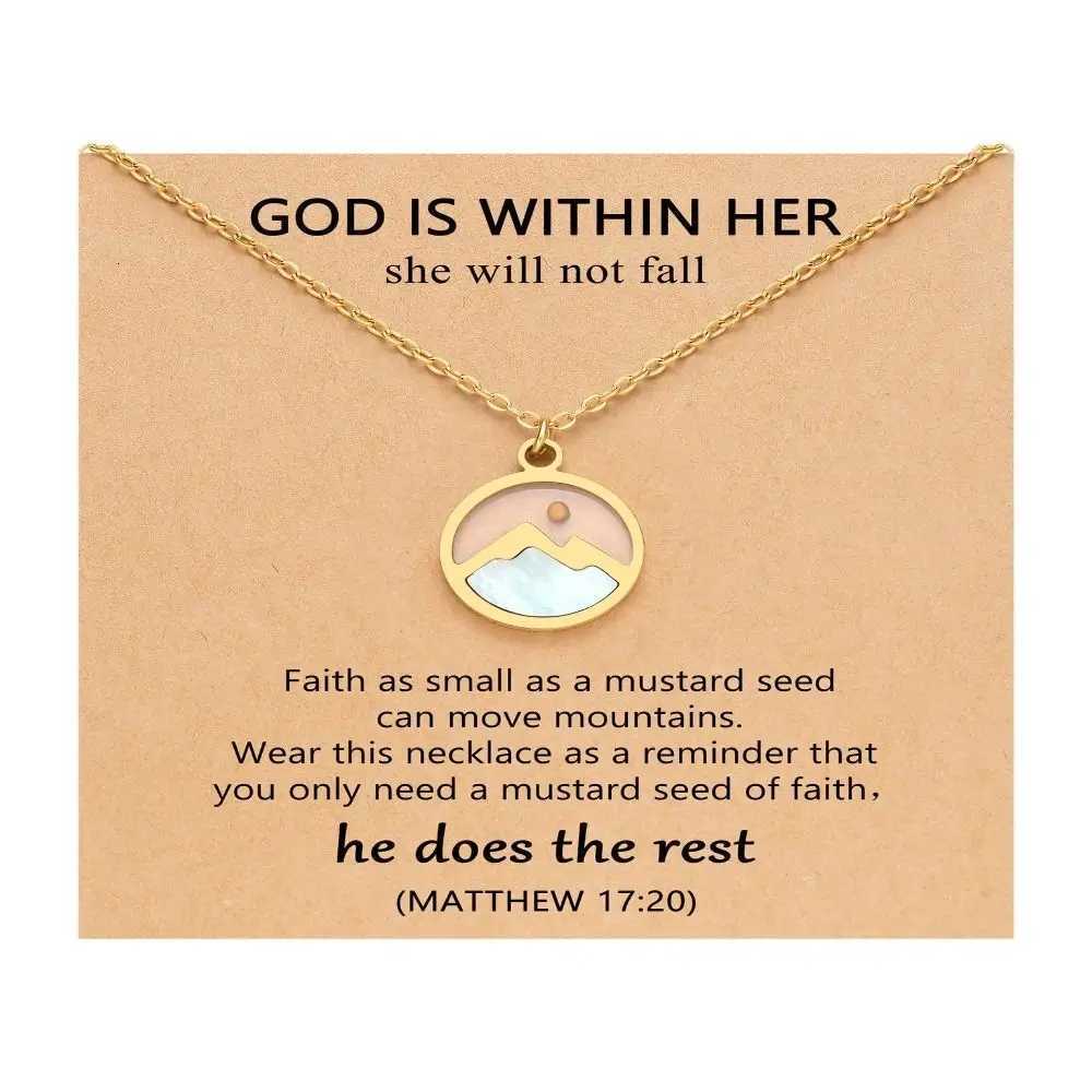 Christian Gift Mustard Seed Necklace Silver Color Gold Color Pendant Necklace Rectangular Shape Stainless Steel Chain Necklace M251211