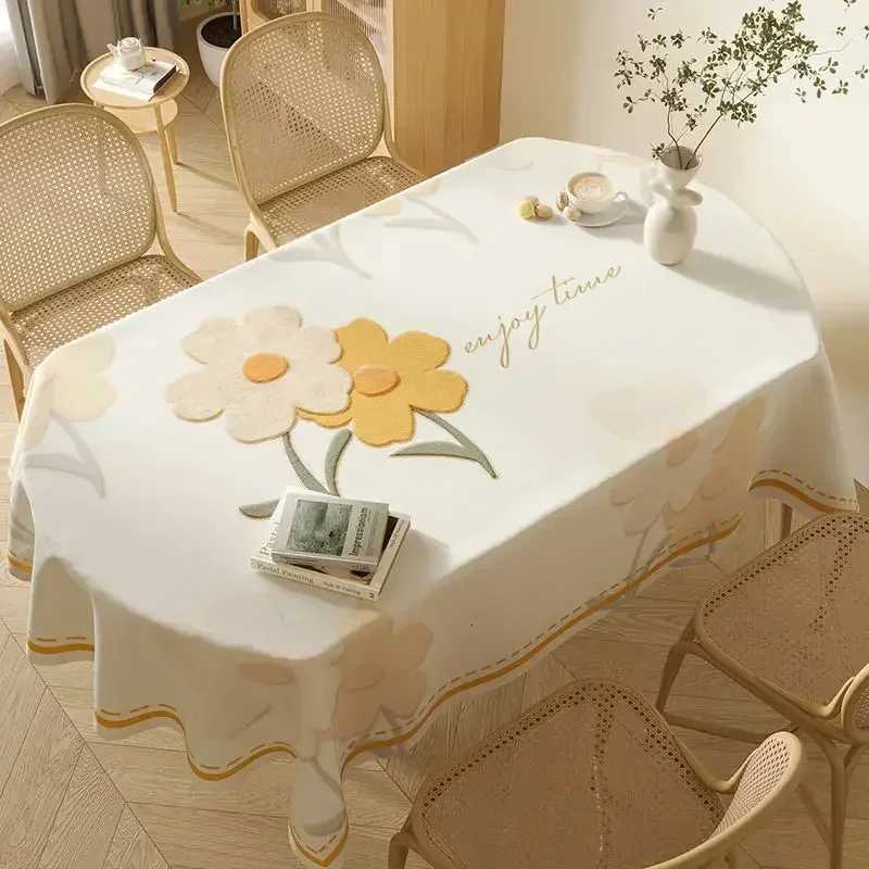 Light Color Tablecloth Washable Waterproof Oil Resistant Table Cloth Fabric Household rectangle Oval Dining Table Universal H251211