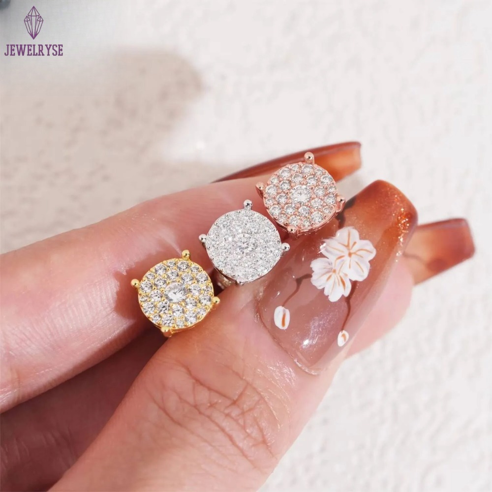 Pass Tester 18K Gold Plated Screw Back Stud Earrings 925 Silver VVS Moissanite Diamond Ear Studs Fine Hip Hop Mens Women Jewelry