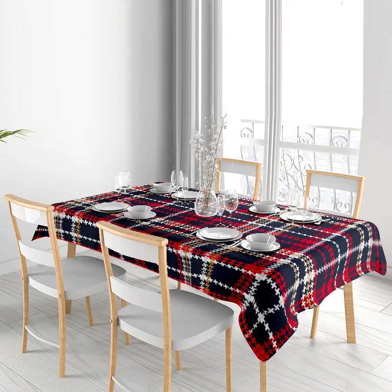 Plaid Tablecloth Decorative Modern Kitchen Dining Rug Non-Slip Waterproof Washable Home Decoration 70x145cm Red Black White Yell H251211