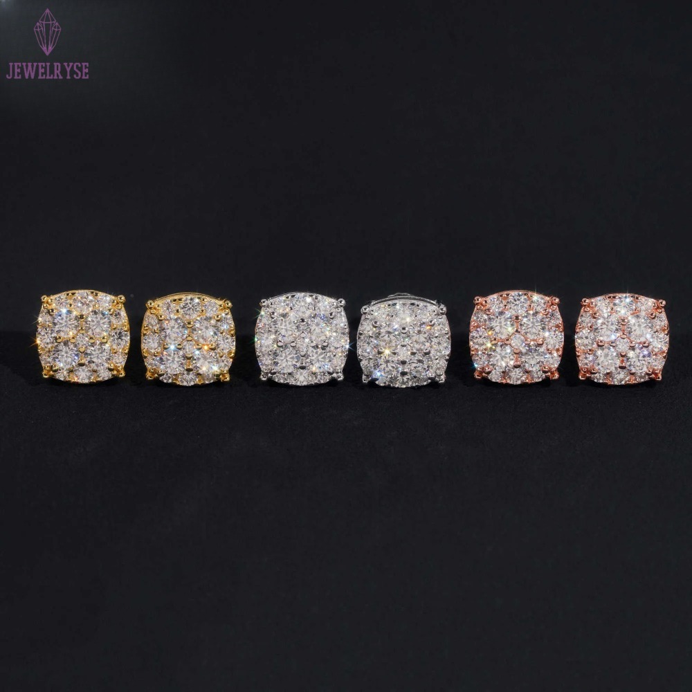 New Pass Tester GRA Certified Stocks VVS Dia Sterg Sier Hip Hop Jewelry Moissanite Stud Earrings For Men